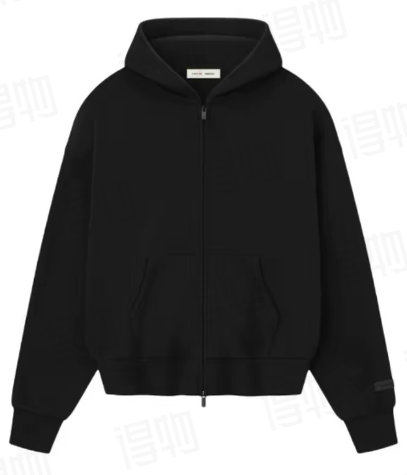 Fear of God Essentials SS25 Zip-Up Hoodie - Jet Black