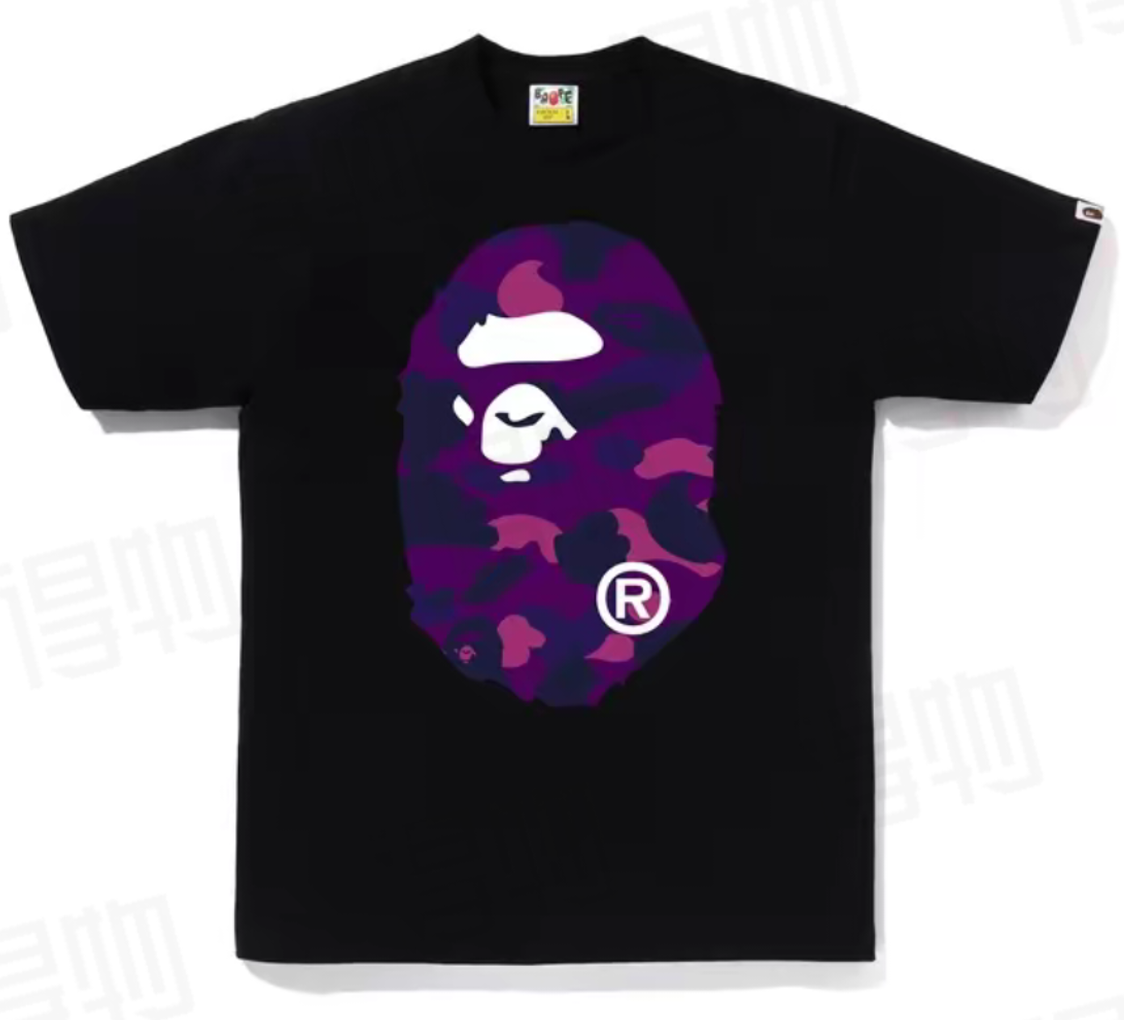 BAPE Color Camo Big Ape Head Tee - Black x Purple