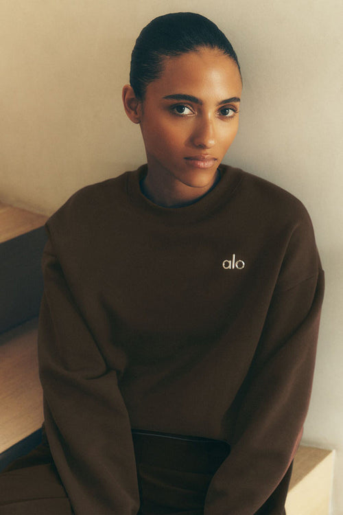 ALO Accolade Crew Neck Pullover - Espresso