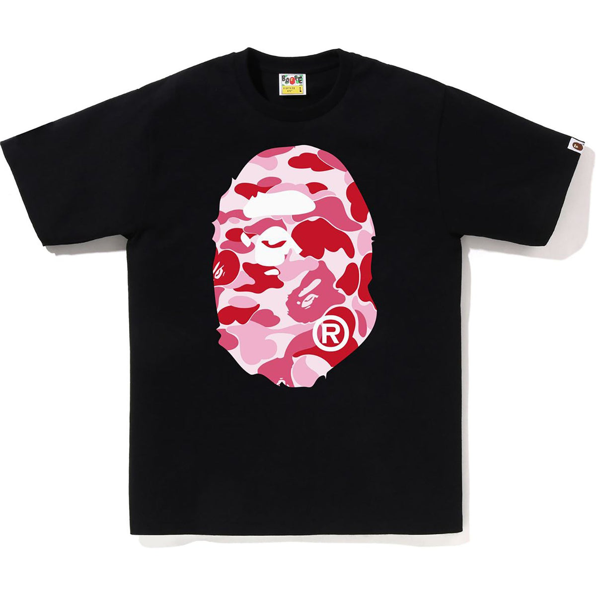 BAPE ABC Camo Big Ape Head Tee - Black x Pink