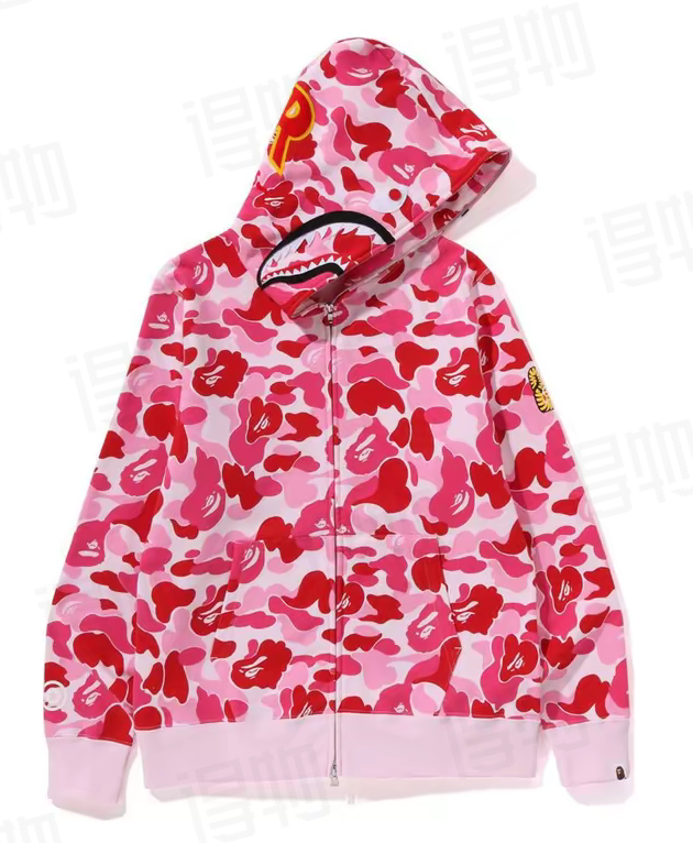 BAPE ABC Camo Shark Full Zip Hoodie - Pink