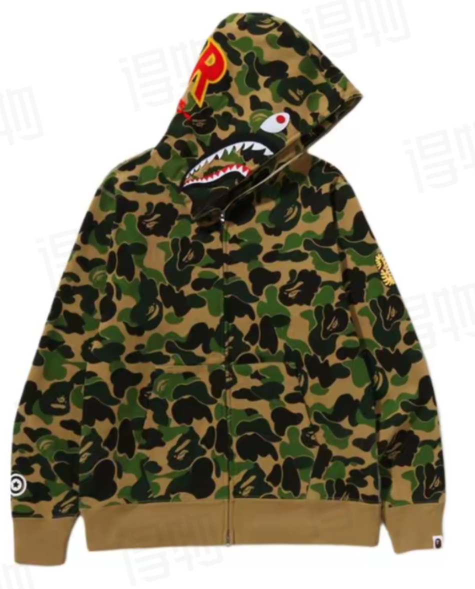 BAPE 1st Camo Shark Full Zip Hoodie - Green
